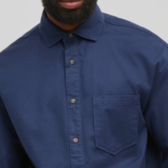 Mode of One Mens Relaxed Fit Button Down Twill Shirt in Caspian Waters Size M - Picture 2 of 8